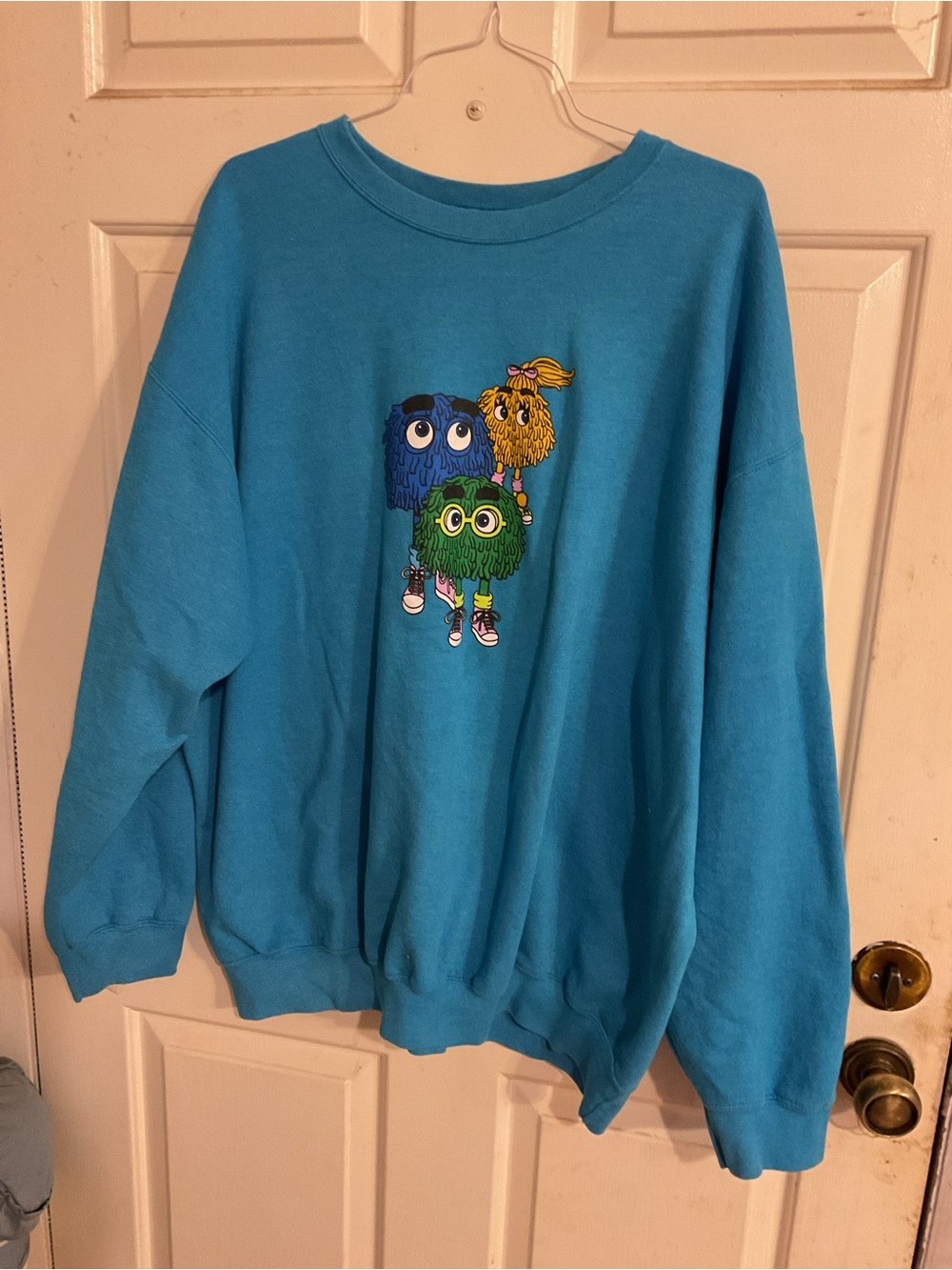 MCDONALDS 3XL FRY KIDS GRAPHIC Crewneck Sweatshirt LIGHT BLUE 58”chest 31” long